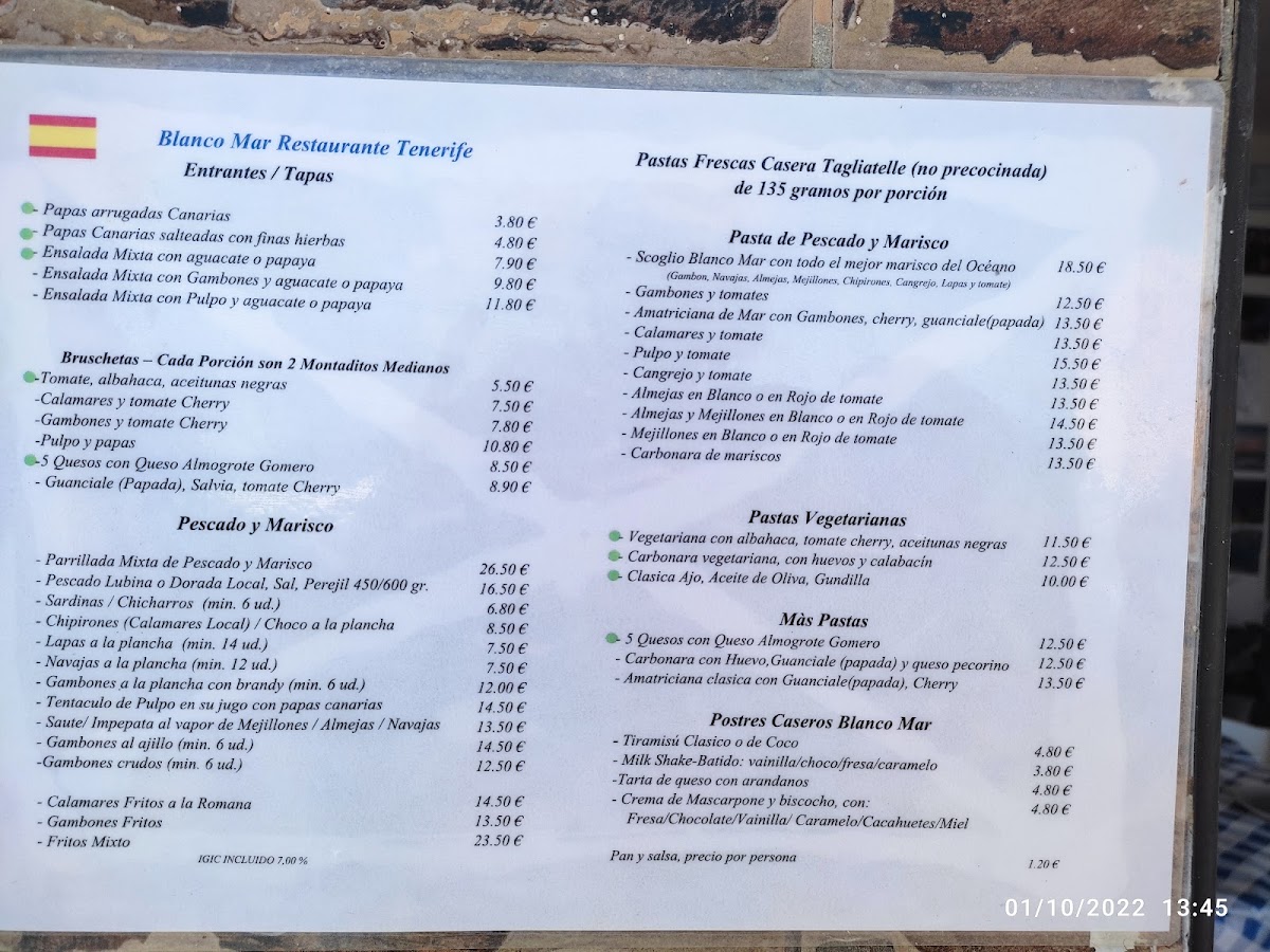 Menu Blanco Mar Restaurante Tenerife-6